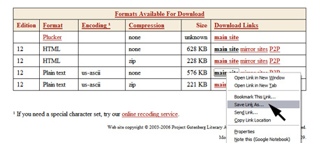 Right click on the plain text download link and choose "Save As..."