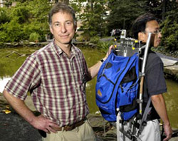 Backpack coverts walking into electricity.