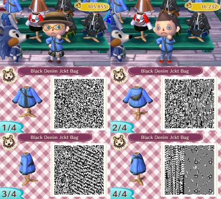 Animal Crossing QR Code Black Shirt Denim Jacket Black Slingbag