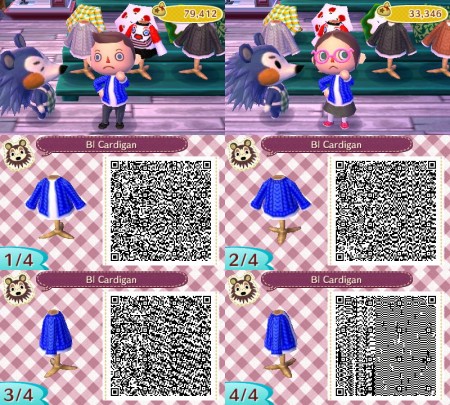 Animal Crossing QR Code Blue Cardigan Sweater