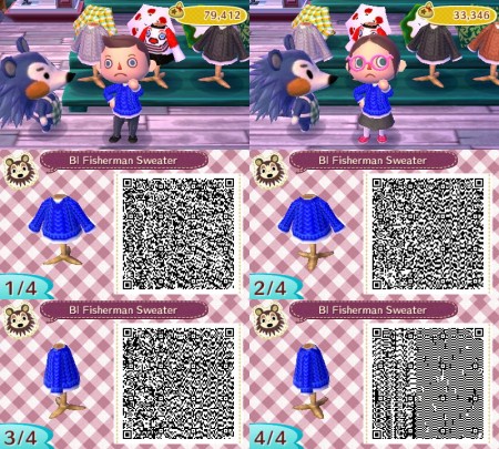 Animal Crossing QR Code Blue Fisherman's Sweater