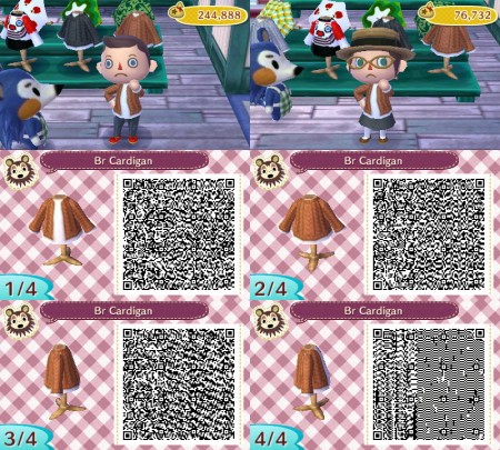 Animal Crossing QR Code Brown Cardigan Sweater