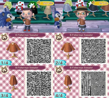 Animal Crossing QR Code Brown Fisherman's Sweater