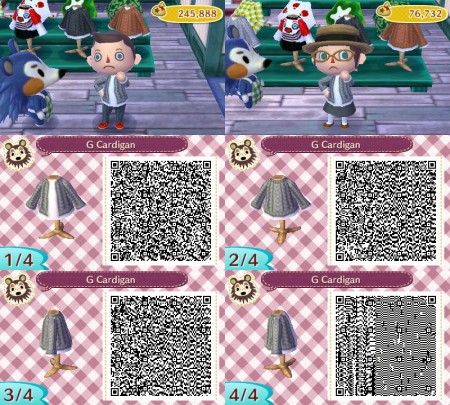 Animal Crossing QR Code Gray Cardigan Sweater