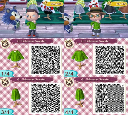 Animal Crossing QR Code Green Fisherman's Sweater