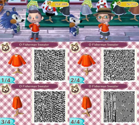 Animal Crossing QR Code Orange Fisherman's Sweater