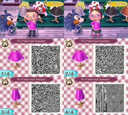 Animal Crossing QR Code Pink Fisherman's Sweater