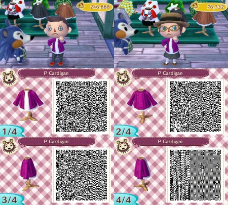 Animal Crossing QR Code Purple Cardigan Sweater