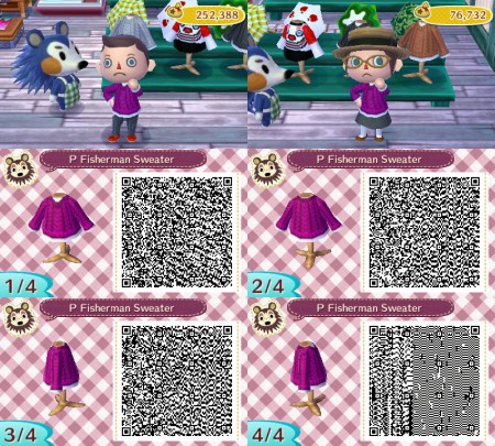 Animal Crossing QR Code Purple Fisherman's Sweater