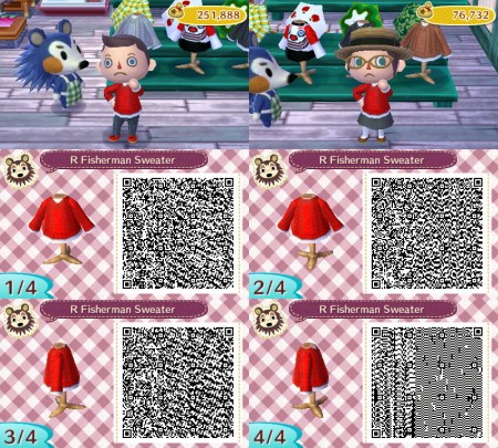 Animal Crossing QR Code Red Fisherman's Sweater