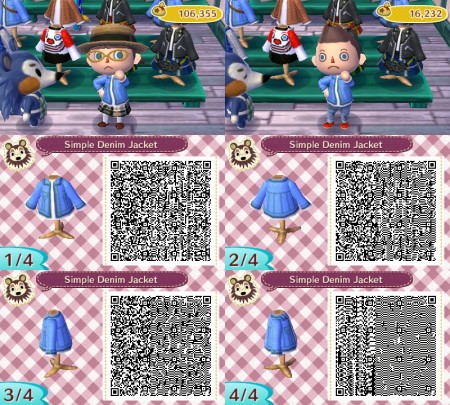 Animal Crossing QR Code Simple Denim Jacket