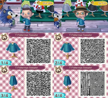 Animal Crossing QR Code Teal Fisherman's Sweater