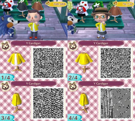 Animal Crossing QR Code Yellow Cardigan Sweater