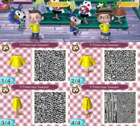 Animal Crossing QR Code Yellow Fisherman's Sweater