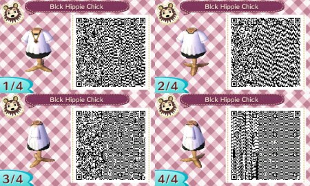 Black Hippie Chick Short Sleeves Animal Crossing QR Code