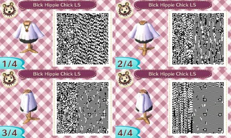 Black Hippie Chick Long Sleeves Animal Crossing QR Code