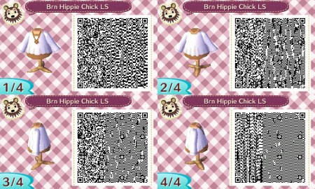 Brown Hippie Chick Long Sleeves Animal Crossing QR Code