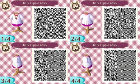 Dark Pink Hippie Chick Short Sleeves Animal Crossing QR Code