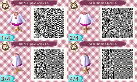 Dark Pink Hippie Chick Long Sleeves Animal Crossing QR Code