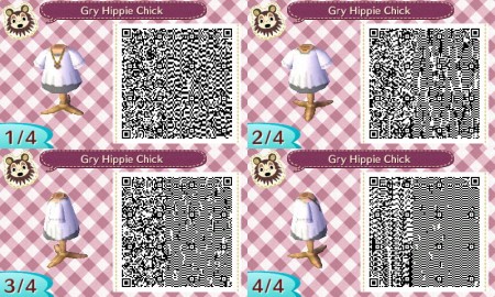 Gray Hippie Chick Short Sleeves Animal Crossing QR Code