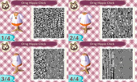 Orange Hippie Chick Short Sleeves Animal Crossing QR Code