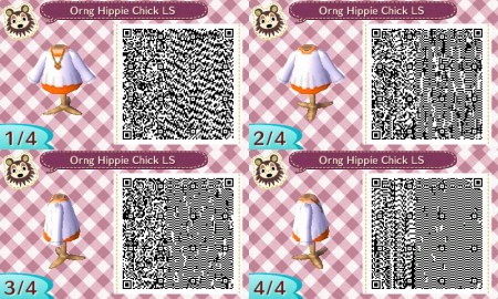 Orange Hippie Chick Long Sleeves Animal Crossing QR Code