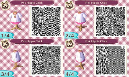 Pink Hippie Chick Short Sleeves Animal Crossing QR Code