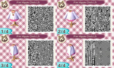 Pink Hippie Chick Long Sleeves Animal Crossing QR Code