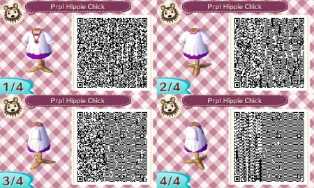 Purple Hippie Chick Short Sleeves Animal Crossing QR Code
