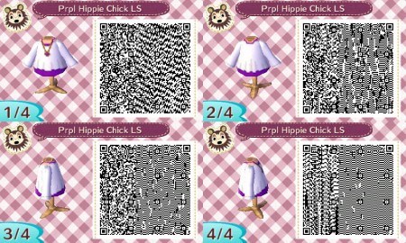 Purple Hippie Chick Long Sleeves Animal Crossing QR Code