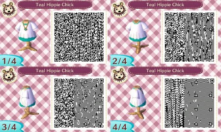Teal Hippie Chick Short Sleeves Animal Crossing QR Code