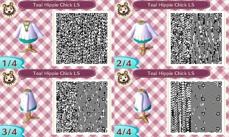 Teal Hippie Chick Long Sleeves Animal Crossing QR Code