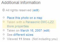 Camera Information on Flickr